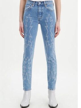 Levi's Light Blue Straight-Leg  Women’s Jeans with White Embroidery